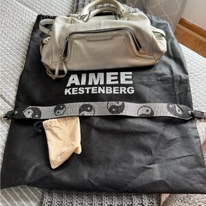Aimee Kestenberg Silver Pebbled Leather Satchel with Embellished Strap